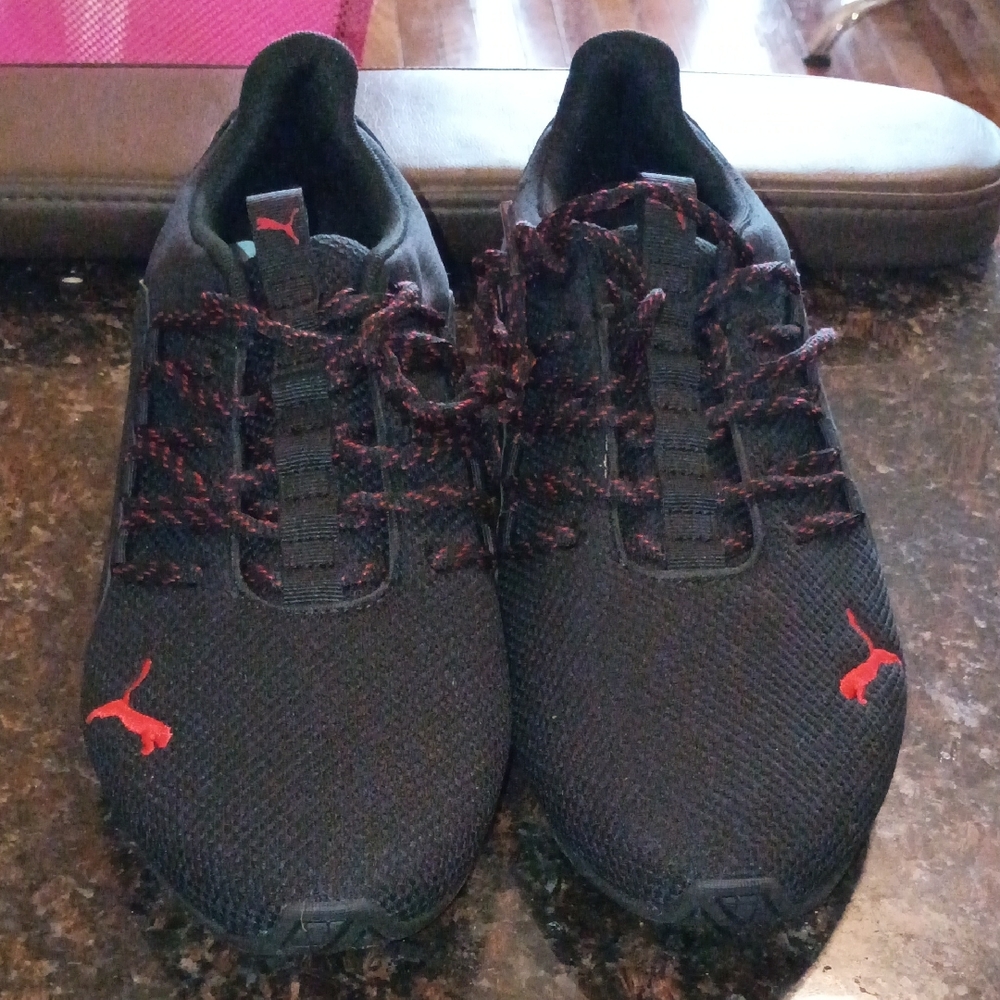 Puma Black Sneakers with Red Details